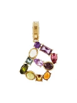 DOLCE&GABBANA Rainbow Alphabet 18K Yellow Gold & Multi Gemstone Initial B Charm