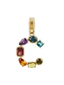DOLCE&GABBANA Rainbow Alphabet 18K Yellow Gold & Multi Gemstone Initial C Charm