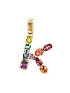 DOLCE&GABBANA Rainbow Alphabet 18K Yellow Gold & Multi Gemstone Initial K Charm