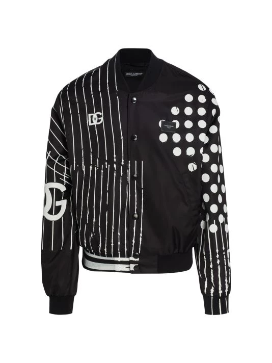 DOLCE&GABBANA Print-Block Logo Bomber Jacket For Men 3 DOLCE&GABBANA Print-Block Logo Bomber Jacket For Men