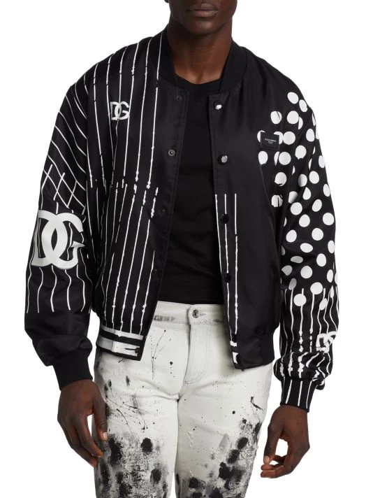 DOLCE&GABBANA Print-Block Logo Bomber Jacket For Men 5 DOLCE&GABBANA Print-Block Logo Bomber Jacket For Men - Image 3