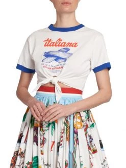 DOLCE&GABBANA Capri Cropped Knotted Graphic T-Shirt -Deals DOLCE&GABBANA Store unnamed file 656