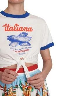 DOLCE&GABBANA Capri Cropped Knotted Graphic T-Shirt -Deals DOLCE&GABBANA Store unnamed file 659