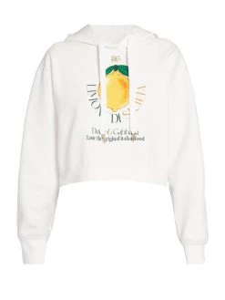 DOLCE&GABBANA Capri Cropped Lemon & Logo Prints Hoodie
