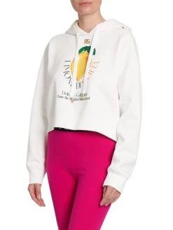 DOLCE&GABBANA Capri Cropped Lemon & Logo Prints Hoodie -Deals DOLCE&GABBANA Store unnamed file 669