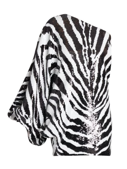 DOLCE&GABBANA Zebra One-Shoulder Sequin-Embroidered Minidress 3 DOLCE&GABBANA Zebra One-Shoulder Sequin-Embroidered Minidress
