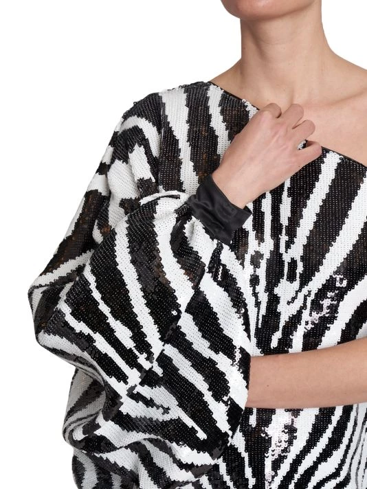 DOLCE&GABBANA Zebra One-Shoulder Sequin-Embroidered Minidress 8 DOLCE&GABBANA Zebra One-Shoulder Sequin-Embroidered Minidress - Image 6