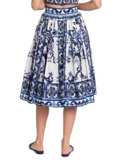 DOLCE&GABBANA Blu Mediterraneo Pleated Painterly Midi-Skirt -Deals DOLCE&GABBANA Store unnamed file 695