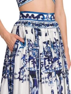 DOLCE&GABBANA Blu Mediterraneo Pleated Painterly Midi-Skirt -Deals DOLCE&GABBANA Store unnamed file 696