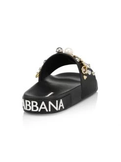 DOLCE&GABBANA Embellished Logo Slides For Men Bianco -Deals DOLCE&GABBANA Store unnamed file 743