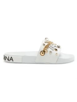 DOLCE&GABBANA Embellished Logo Slides For Men Bianco -Deals DOLCE&GABBANA Store unnamed file 747