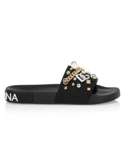 DOLCE&GABBANA Embellished Logo Slides For Men Bianco -Deals DOLCE&GABBANA Store unnamed file 748