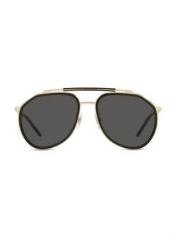 DOLCE&GABBANA 57MM Aviator Sunglasses For Men Gold Black