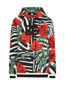 DOLCE&GABBANA Poppy & Zebra-Print Logo Hoodie
