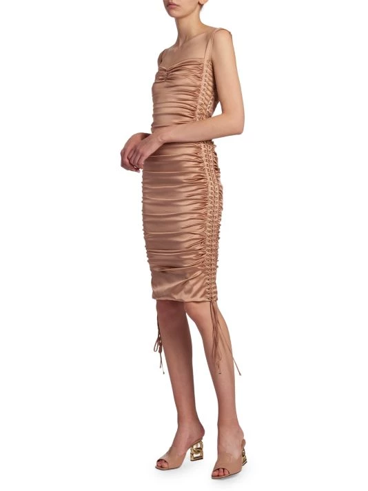 DOLCE&GABBANA Ruched Silk Midi-Dress 4 DOLCE&GABBANA Ruched Silk Midi-Dress - Image 2