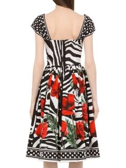 DOLCE&GABBANA Poppy & Zebra-Print Fit-&-Flare Dress -Deals DOLCE&GABBANA Store unnamed file 791