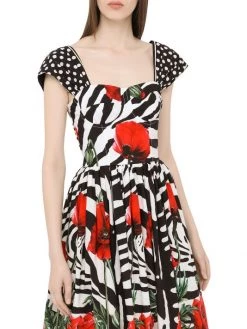 DOLCE&GABBANA Poppy & Zebra-Print Fit-&-Flare Dress -Deals DOLCE&GABBANA Store unnamed file 793