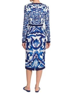 DOLCE&GABBANA Blu Mediterraneo Painterly Long-Sleeve Midi-Dress -Deals DOLCE&GABBANA Store unnamed file 834