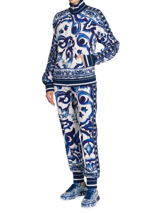 DOLCE&GABBANA Blu Mediterraneo Cady Painterly Elasticized Joggers 4 DOLCE&GABBANA Blu Mediterraneo Cady Painterly Elasticized Joggers - Image 2