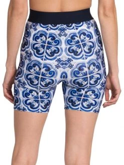 DOLCE&GABBANA Blu Mediterraneo Logo-Waist & Painterly-Print Bike Shorts -Deals DOLCE&GABBANA Store unnamed file 857