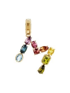 DOLCE&GABBANA Rainbow Alphabet 18K Yellow Gold & Multi Gemstone Initial M Charm