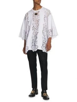 DOLCE&GABBANA Lace & Cotton Paneled T-Shirt For Men -Deals DOLCE&GABBANA Store unnamed file 984