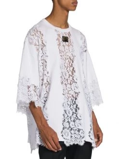 DOLCE&GABBANA Lace & Cotton Paneled T-Shirt For Men -Deals DOLCE&GABBANA Store unnamed file 986