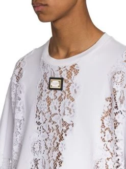 DOLCE&GABBANA Lace & Cotton Paneled T-Shirt For Men -Deals DOLCE&GABBANA Store unnamed file 988